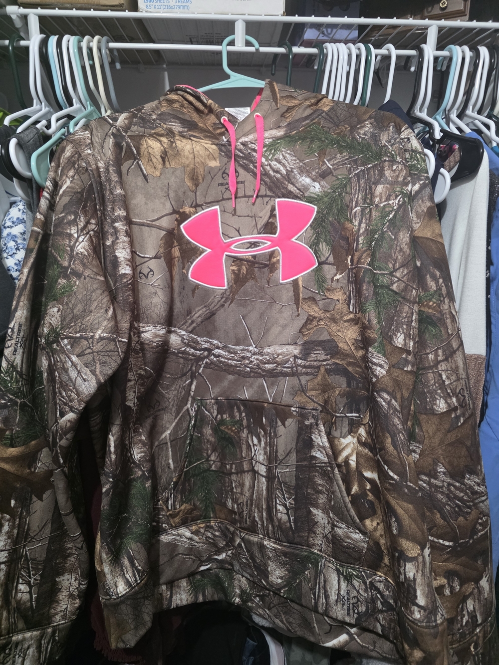 Realtree Camo Hoodie with Hot Pink Under Armour Logo